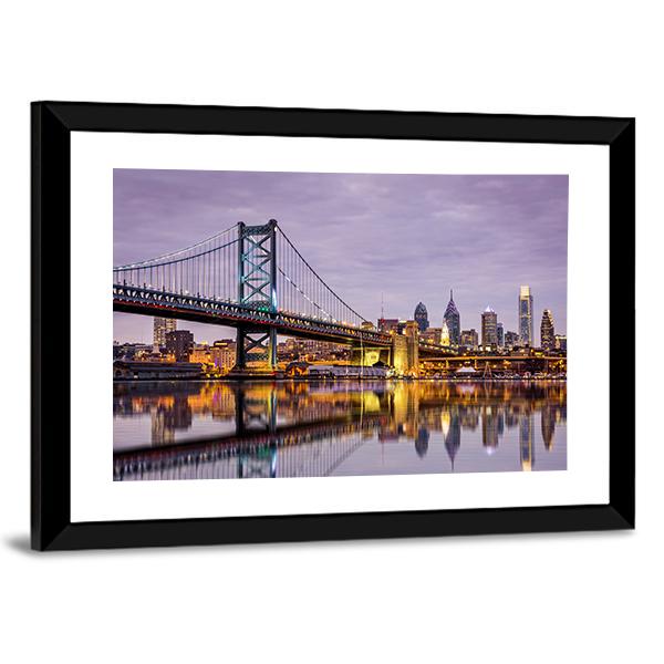 Ben Franklin Bridge Canvas Wall Art-5 Horizontal-Gallery Wrap-22" x 12"-Tiaracle