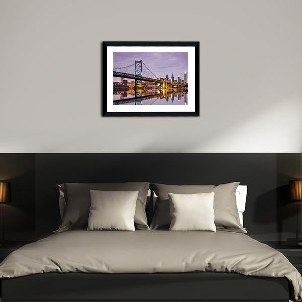 Ben Franklin Bridge Canvas Wall Art-3 Horizontal-Gallery Wrap-25" x 16"-Tiaracle