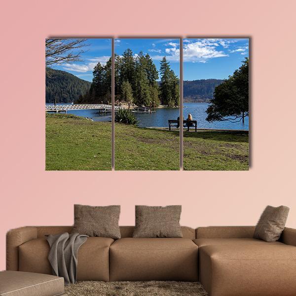 Pier Of Deep Cove Canada Canvas Wall Art-3 Horizontal-Gallery Wrap-37" x 24"-Tiaracle