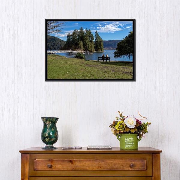 Pier Of Deep Cove Canada Canvas Wall Art-1 Piece-Floating Frame-24" x 16"-Tiaracle
