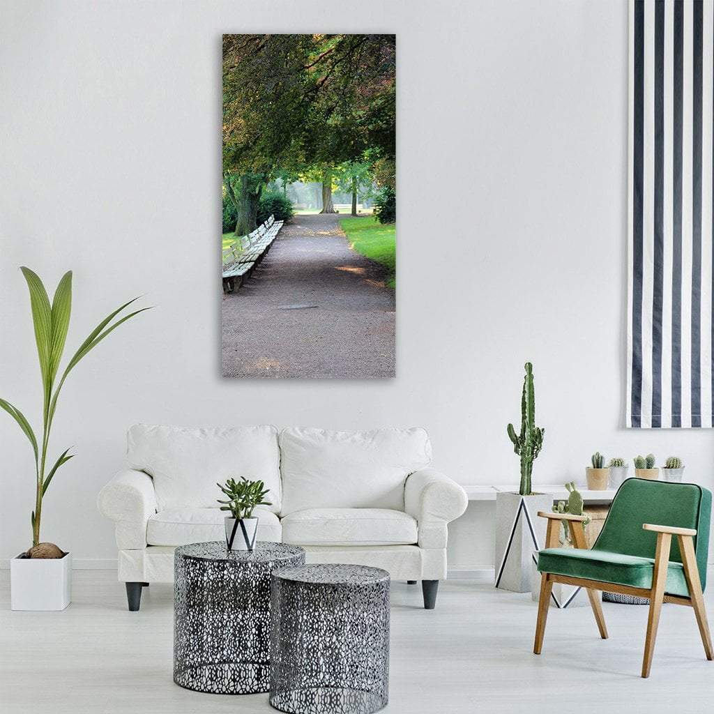 Benches Under Tree Vertical Canvas Wall Art-1 Vertical-Gallery Wrap-12" x 24"-Tiaracle