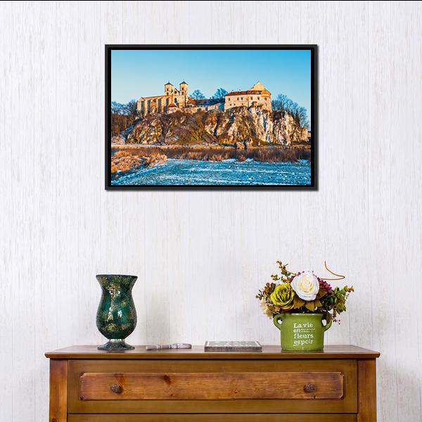 Benedictine Monastery In Tyniec Canvas Wall Art-1 Piece-Floating Frame-24" x 16"-Tiaracle