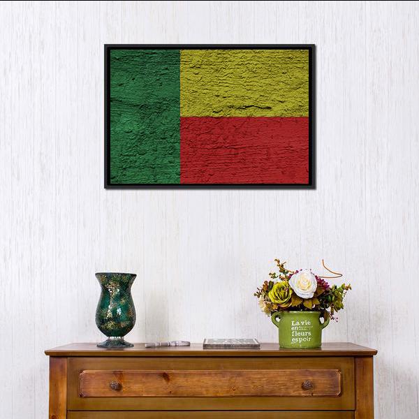 Benin Flag Canvas Wall Art-1 Piece-Floating Frame-24" x 16"-Tiaracle