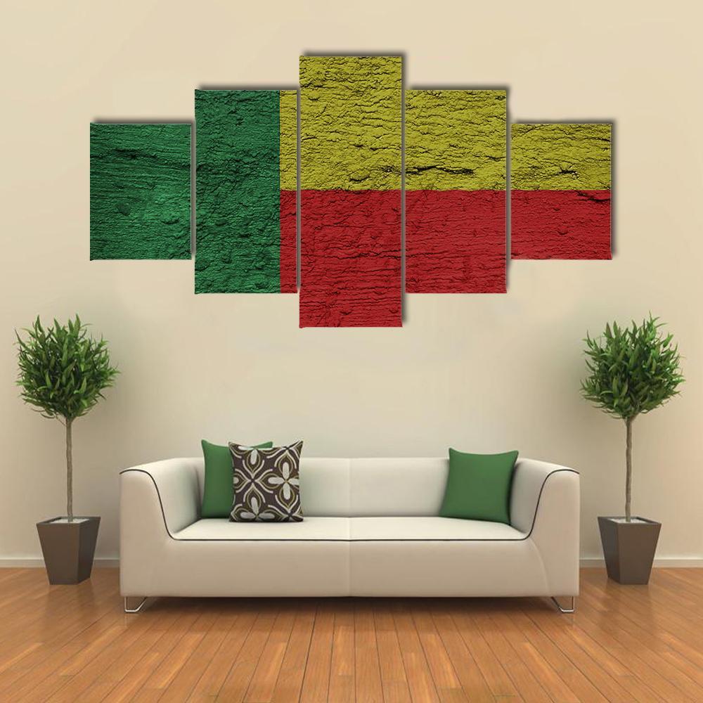 Benin Flag Canvas Wall Art-5 Pop-Gallery Wrap-47" x 32"-Tiaracle