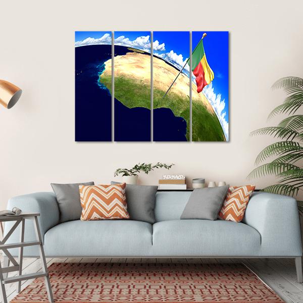 Benin National Flag Canvas Wall Art-4 Horizontal-Gallery Wrap-34" x 24"-Tiaracle