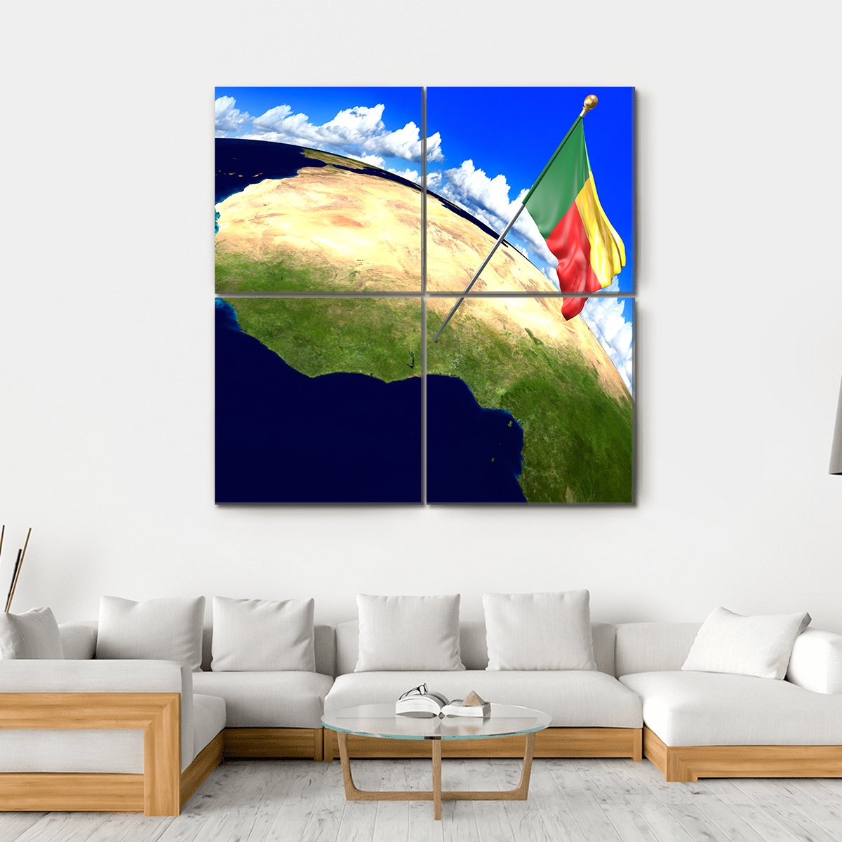 Benin National Flag Canvas Wall Art-4 Square-Gallery Wrap-17" x 17"-Tiaracle