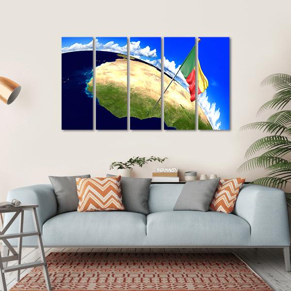 Benin National Flag Canvas Wall Art-5 Horizontal-Gallery Wrap-22" x 12"-Tiaracle