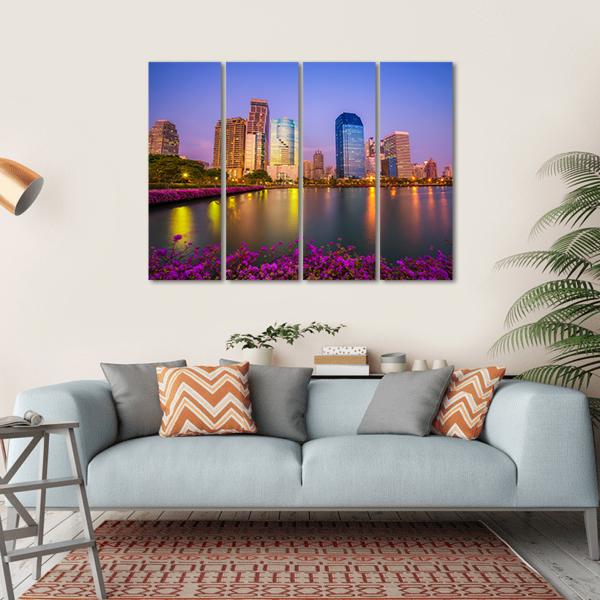 Benjakitti Park Bangkok Canvas Wall Art-4 Horizontal-Gallery Wrap-34" x 24"-Tiaracle