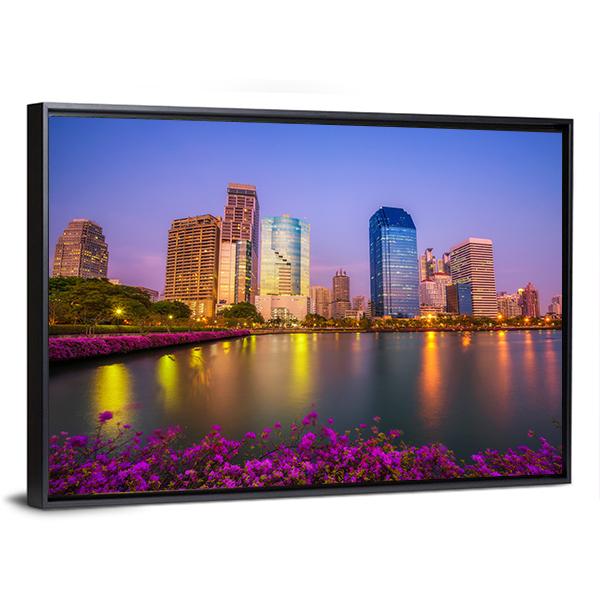 Benjakitti Park Bangkok Canvas Wall Art-3 Horizontal-Gallery Wrap-25" x 16"-Tiaracle