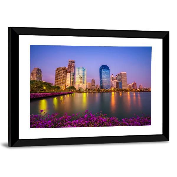 Benjakitti Park Bangkok Canvas Wall Art-3 Horizontal-Gallery Wrap-25" x 16"-Tiaracle