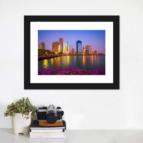 Benjakitti Park Bangkok Canvas Wall Art-1 Piece-Framed Print-20" x 16"-Tiaracle
