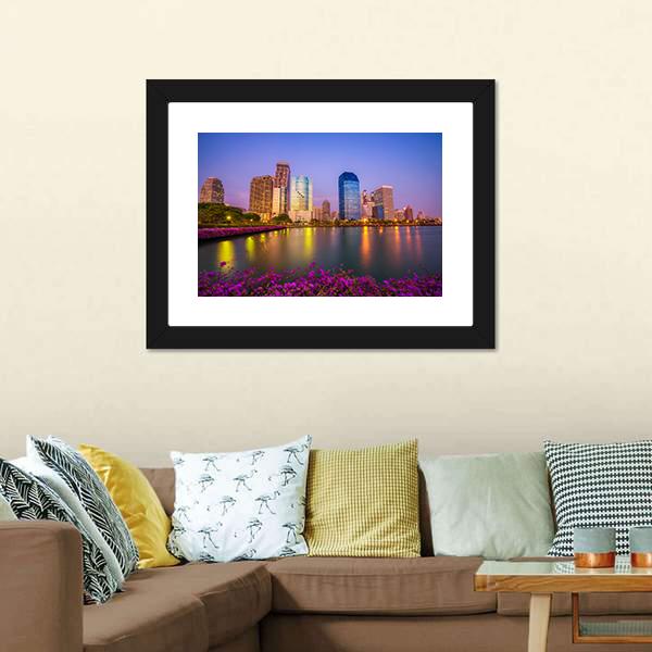 Benjakitti Park Bangkok Canvas Wall Art-3 Horizontal-Gallery Wrap-25" x 16"-Tiaracle