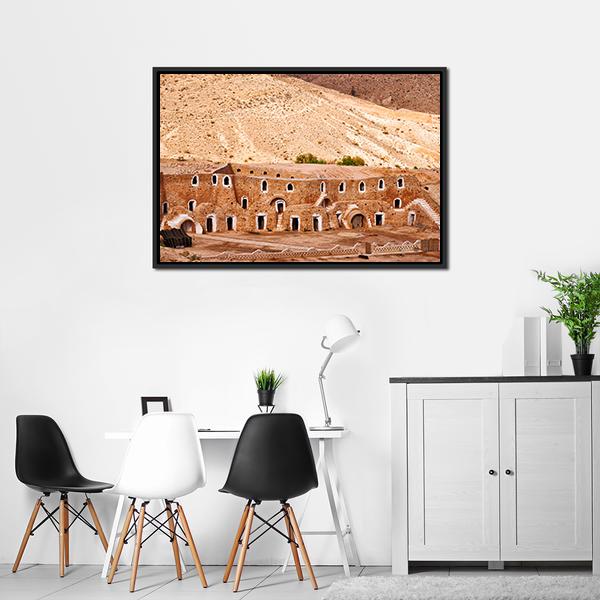 Berber Dwelling Matmata Canvas Wall Art-3 Horizontal-Gallery Wrap-25" x 16"-Tiaracle