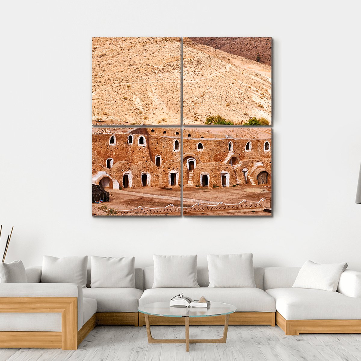 Berber Dwelling Matmata Canvas Wall Art-4 Square-Gallery Wrap-17" x 17"-Tiaracle