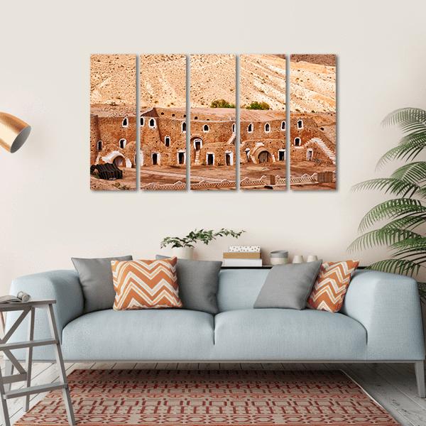 Berber Dwelling Matmata Canvas Wall Art-5 Horizontal-Gallery Wrap-22" x 12"-Tiaracle