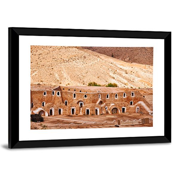 Berber Dwelling Matmata Panoramic Canvas Wall Art-1 Piece-36" x 12"-Tiaracle
