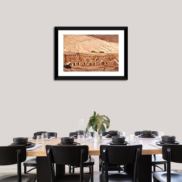 Berber Dwelling Matmata Panoramic Canvas Wall Art-1 Piece-36" x 12"-Tiaracle