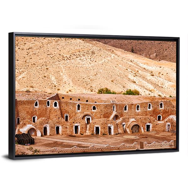 Berber Dwelling Matmata Panoramic Canvas Wall Art-1 Piece-36" x 12"-Tiaracle