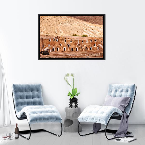 Berber Dwelling Matmata Panoramic Canvas Wall Art-1 Piece-36" x 12"-Tiaracle