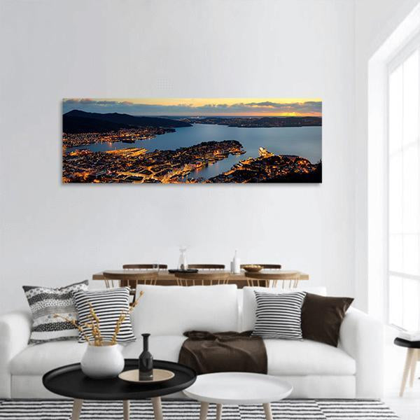 Bergen In Norway Panoramic Canvas Wall Art-3 Piece-25" x 08"-Tiaracle