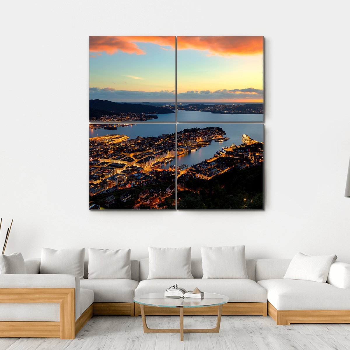 Bergen In Norway Canvas Wall Art-4 Square-Gallery Wrap-17" x 17"-Tiaracle
