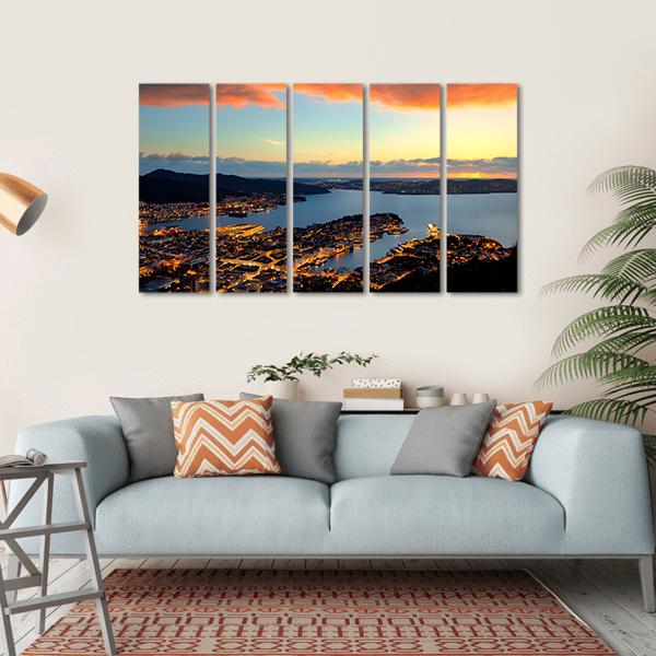 Bergen In Norway Canvas Wall Art-5 Horizontal-Gallery Wrap-22" x 12"-Tiaracle