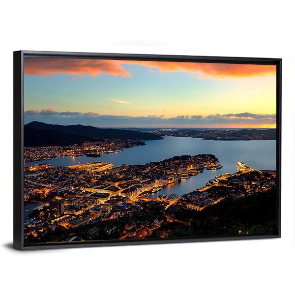 Bergen In Norway Canvas Wall Art-3 Horizontal-Gallery Wrap-25" x 16"-Tiaracle