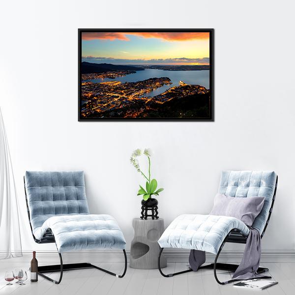 Bergen In Norway Canvas Wall Art-3 Horizontal-Gallery Wrap-25" x 16"-Tiaracle