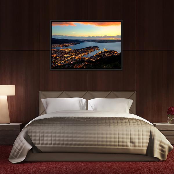 Bergen In Norway Canvas Wall Art-3 Horizontal-Gallery Wrap-25" x 16"-Tiaracle
