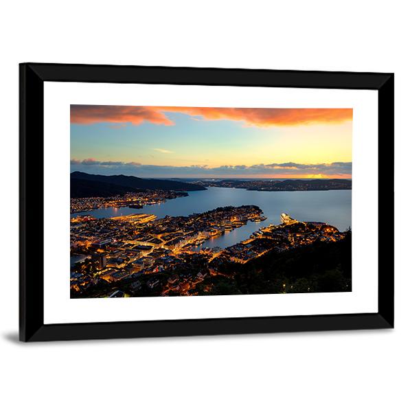 Bergen In Norway Canvas Wall Art-3 Horizontal-Gallery Wrap-25" x 16"-Tiaracle