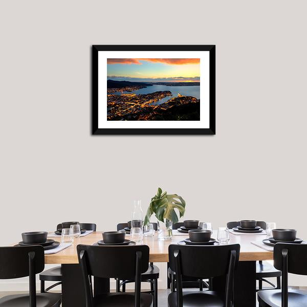 Bergen In Norway Canvas Wall Art-3 Horizontal-Gallery Wrap-25" x 16"-Tiaracle