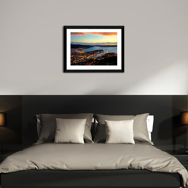 Bergen In Norway Canvas Wall Art-3 Horizontal-Gallery Wrap-25" x 16"-Tiaracle