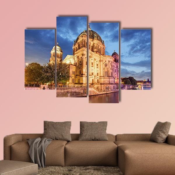 Berlin Cathedral At Night Canvas Wall Art-4 Pop-Gallery Wrap-50&quot; x 32&quot;-Tiaracle