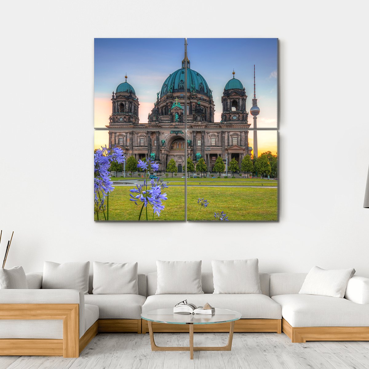 Berlin Cathedral At Sunrise Canvas Wall Art-4 Square-Gallery Wrap-17" x 17"-Tiaracle