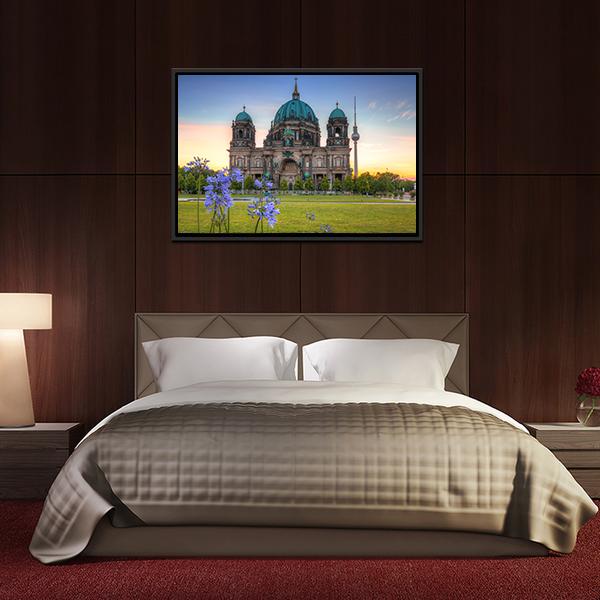 Berlin Cathedral At Sunrise Canvas Wall Art-5 Horizontal-Gallery Wrap-22" x 12"-Tiaracle