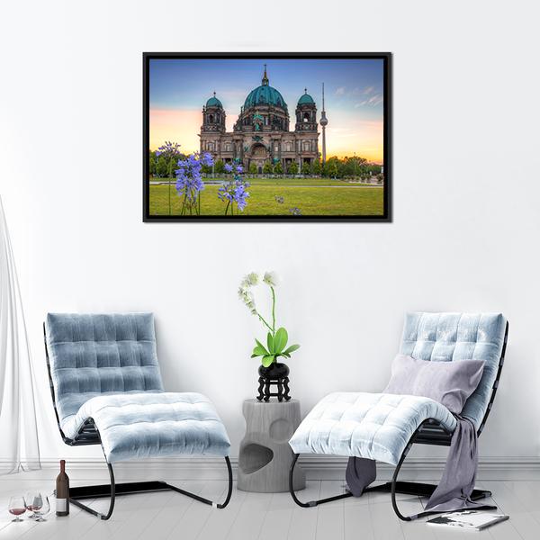Berlin Cathedral At Sunrise Canvas Wall Art-3 Horizontal-Gallery Wrap-25" x 16"-Tiaracle