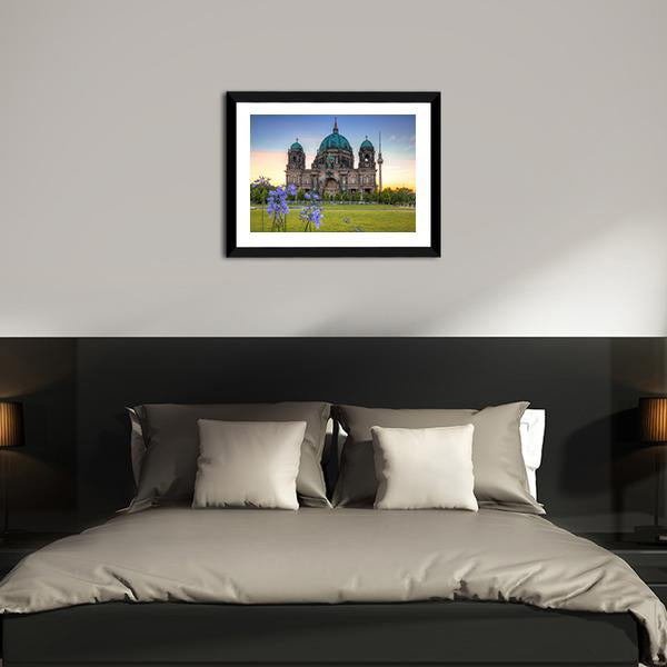 Berlin Cathedral At Sunrise Canvas Wall Art-3 Horizontal-Gallery Wrap-25" x 16"-Tiaracle