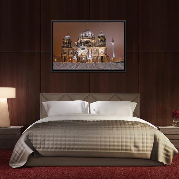 Berlin Cathedral In Winter Canvas Wall Art-3 Horizontal-Gallery Wrap-25" x 16"-Tiaracle
