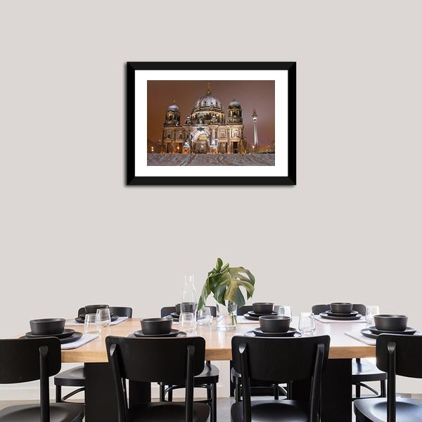 Berlin Cathedral In Winter Canvas Wall Art-3 Horizontal-Gallery Wrap-25" x 16"-Tiaracle