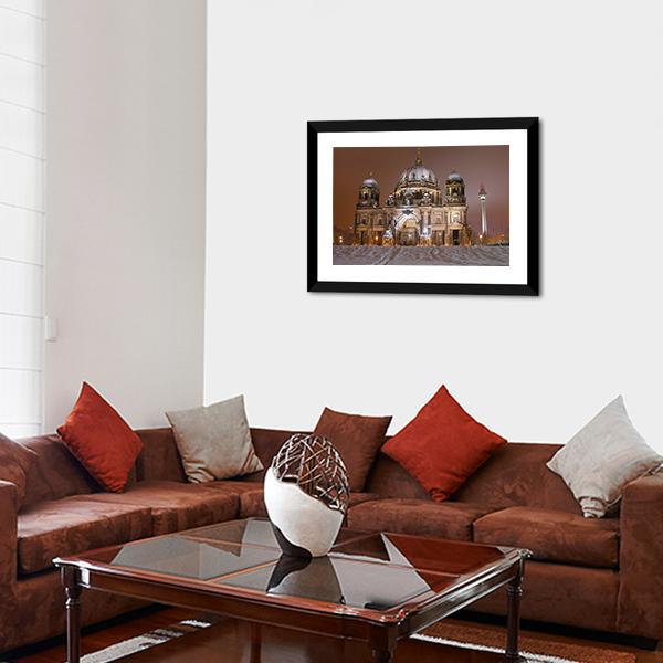 Berlin Cathedral In Winter Canvas Wall Art-3 Horizontal-Gallery Wrap-25" x 16"-Tiaracle