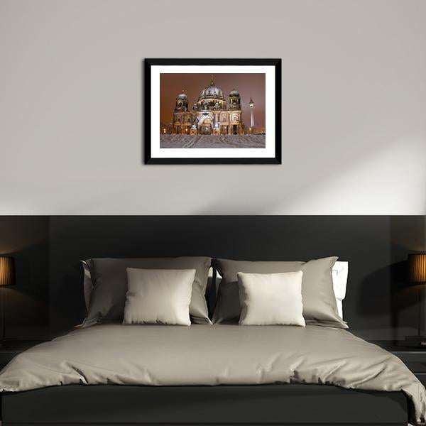 Berlin Cathedral In Winter Canvas Wall Art-3 Horizontal-Gallery Wrap-25" x 16"-Tiaracle