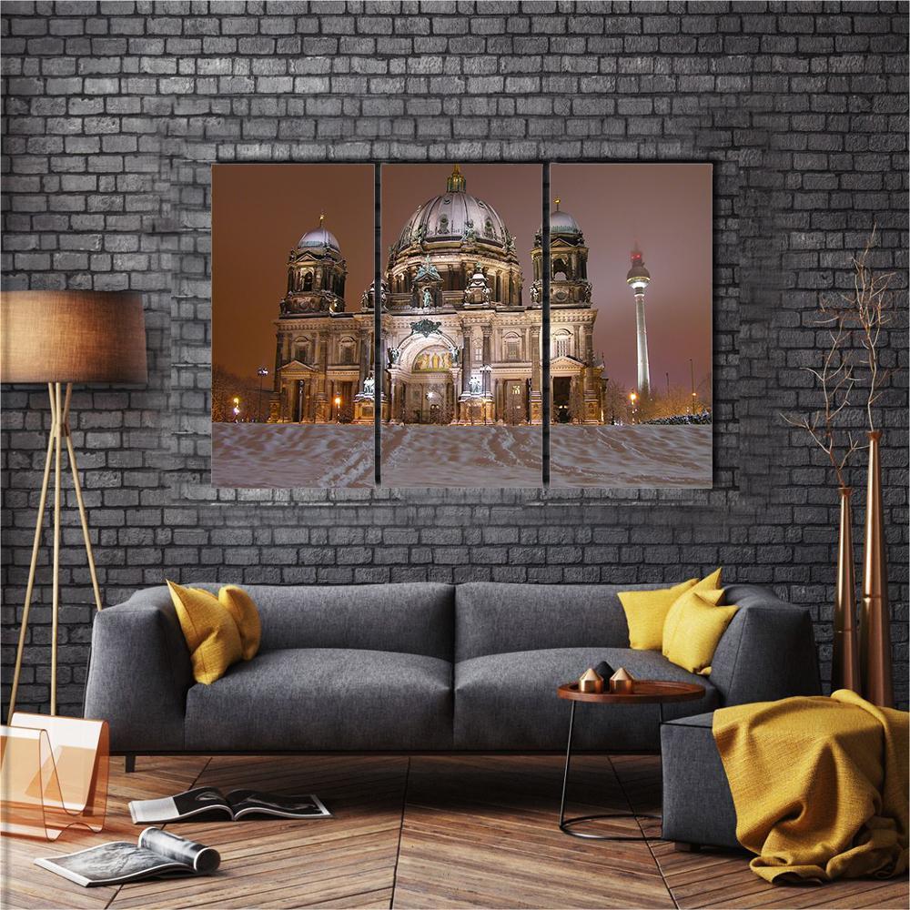 Berlin Cathedral In Winter Canvas Wall Art-3 Horizontal-Gallery Wrap-37" x 24"-Tiaracle