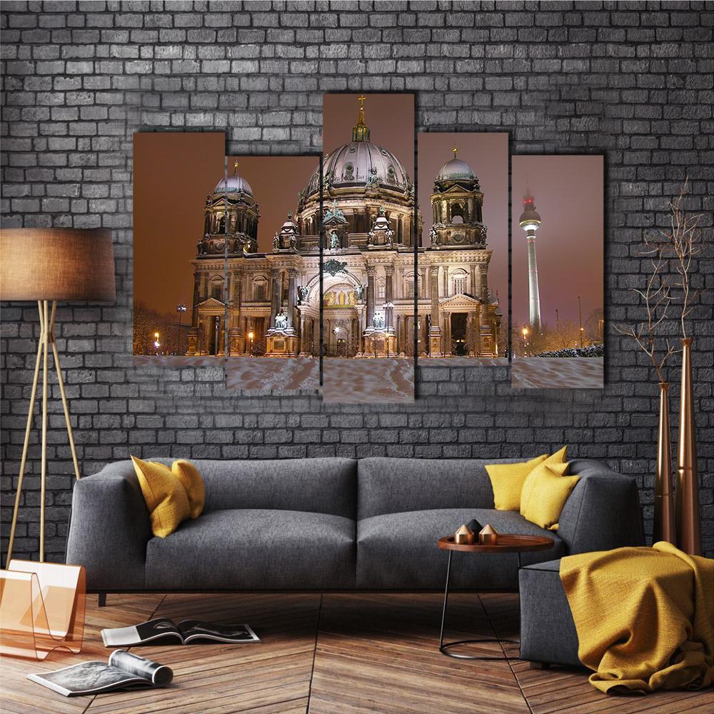 Berlin Cathedral In Winter Canvas Wall Art-5 Pop-Gallery Wrap-47&quot; x 32&quot;-Tiaracle