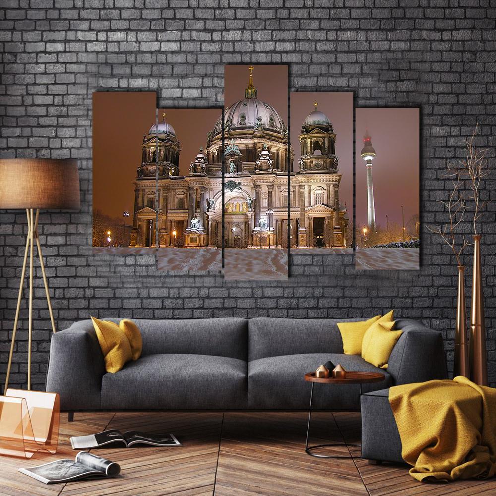 Berlin Cathedral In Winter Canvas Wall Art-5 Pop-Gallery Wrap-47" x 32"-Tiaracle