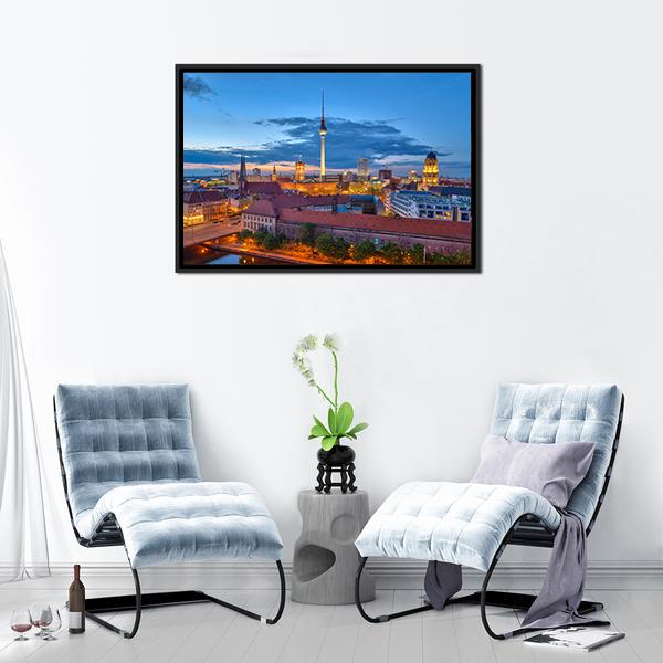 Berlin City Skyline Canvas Wall Art-3 Horizontal-Gallery Wrap-25" x 16"-Tiaracle