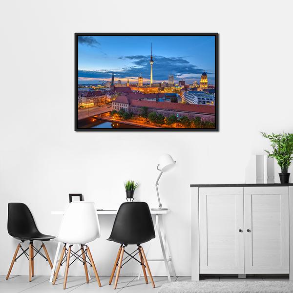 Berlin City Skyline Canvas Wall Art-3 Horizontal-Gallery Wrap-25" x 16"-Tiaracle