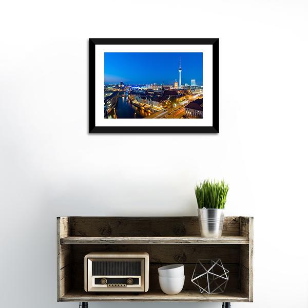 Berlin Cityscape Canvas Wall Art-1 Piece-Framed Print-20&quot; x 16&quot;-Tiaracle