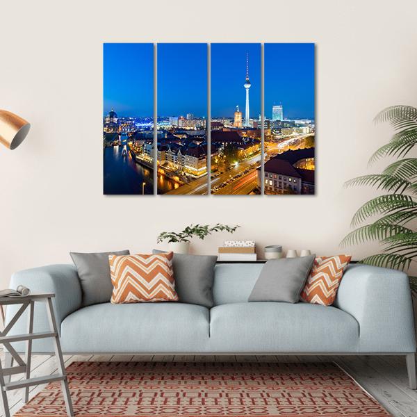 Berlin Cityscape Canvas Wall Art-4 Horizontal-Gallery Wrap-34&quot; x 24&quot;-Tiaracle