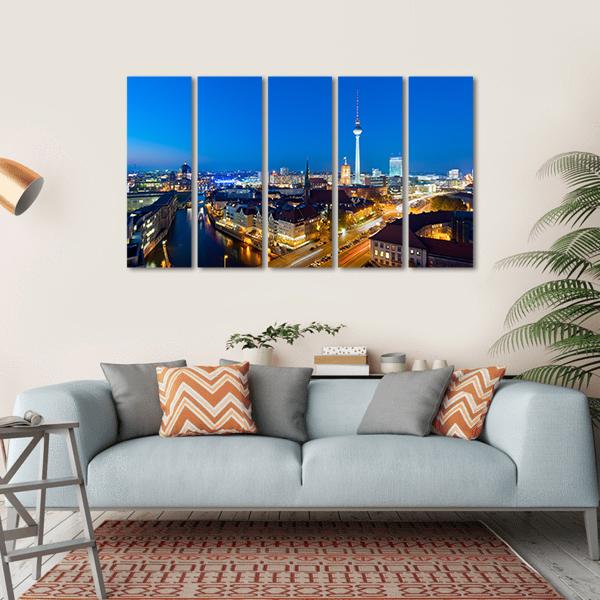 Berlin Cityscape Canvas Wall Art-5 Horizontal-Gallery Wrap-22" x 12"-Tiaracle