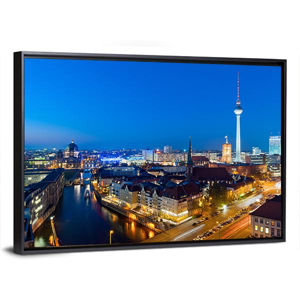 Berlin Cityscape Canvas Wall Art-5 Horizontal-Gallery Wrap-22&quot; x 12&quot;-Tiaracle